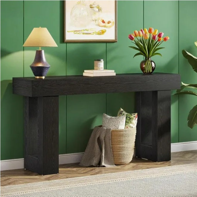 Long Console Table Wooden Rectangular Sofa Table Behind The Couch