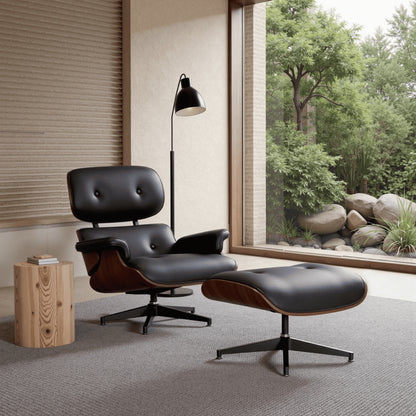 Recliner Chair With Ottoman, Lounge Chair With Wide Armrest, Mid Century Accent Chair With Heavy Duty Base Support