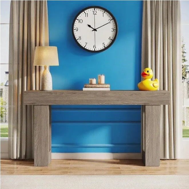 Long Console Table Wooden Rectangular Sofa Table Behind The Couch