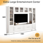 VIBE HAUS 102 W Wall Unit Modern Entertainment Center With Glass Doors For TVs Up To 75, Large Minimalist TV Stand Media Console With Drawers For Living Room
