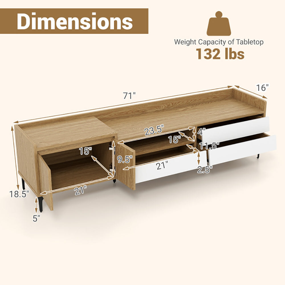 TV Stand For TVs Up To 80 Inch Mid Century Modern Entertainment Center With Storage Cabinet
