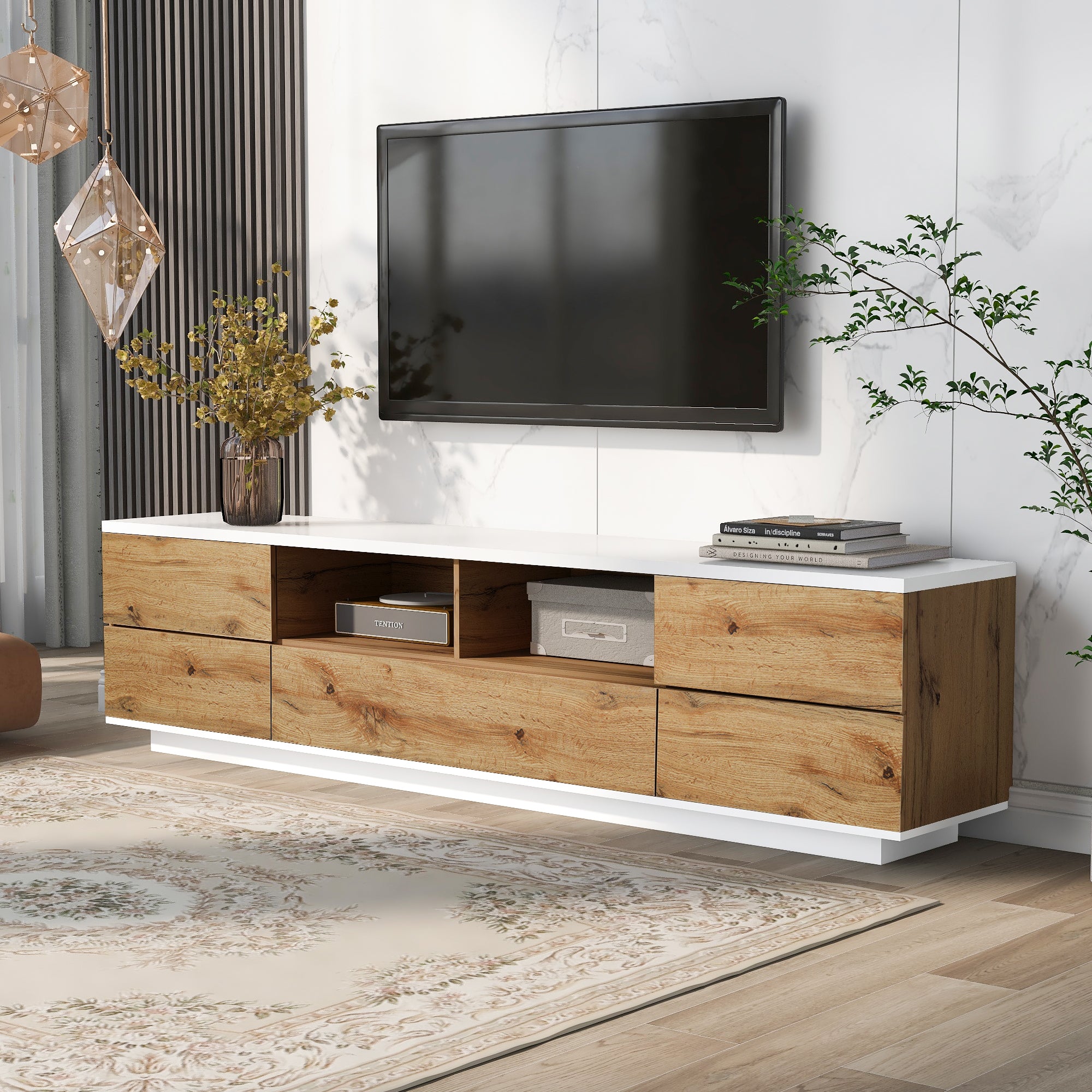 Modern TV Stand For TVs Up To 80'' , Media Console With Multi-Functional Storage, Entertainment Center  With Door Rebound Device, TV Cabinet For Living Room,Bedroom