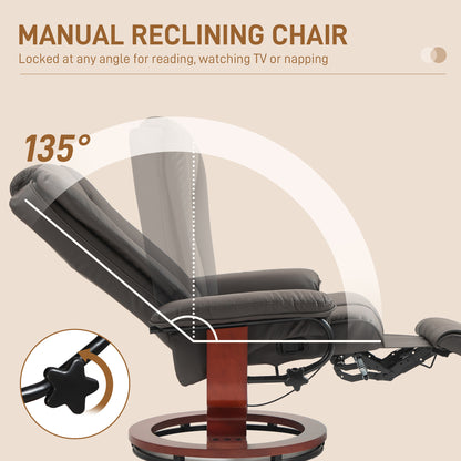 Modern RV Recliner Chair, PU Leather Swivel Recliner Armchair with Footrest for Living Room, Brown