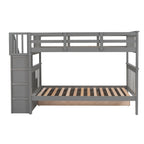 Stairway Twin-Over-Twin Bunk Bed With 3 Drawers - Gray