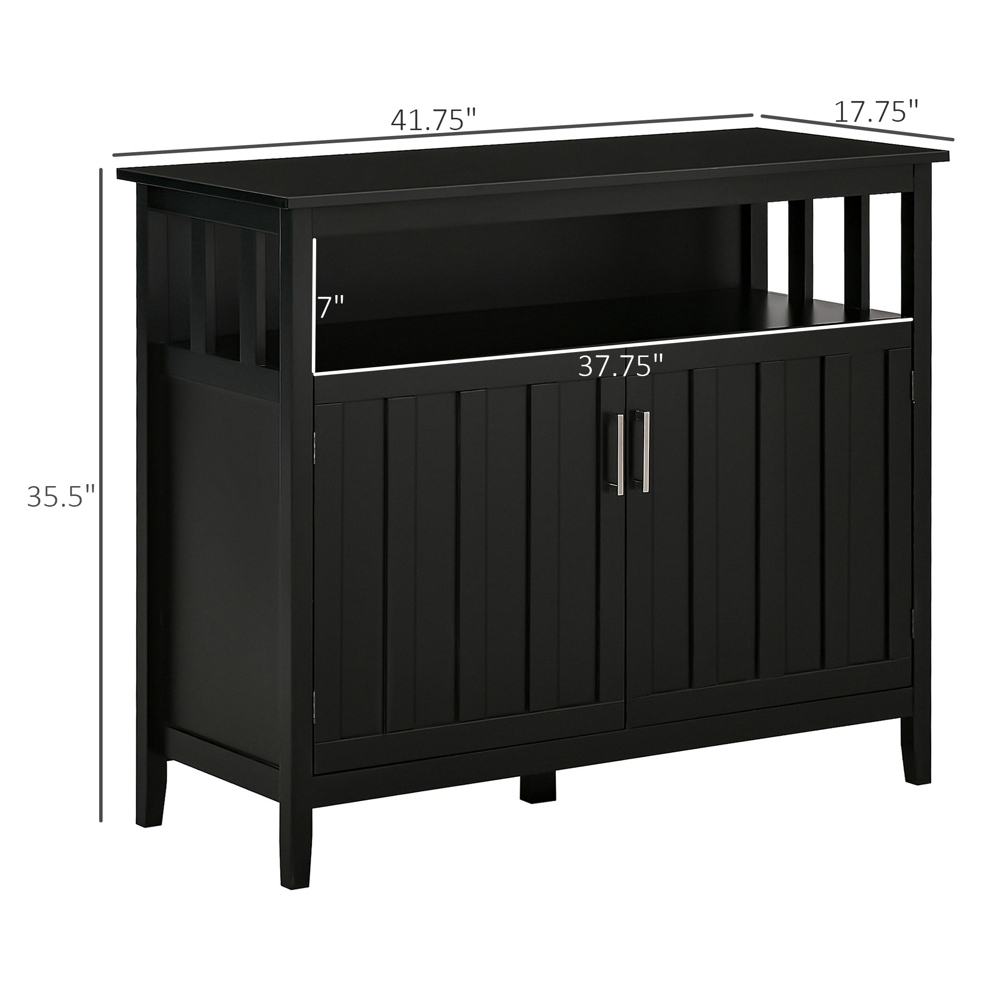 Sideboard Buffet Cabinet, Coffee Bar Cabinet with 2 Doors and Adjustable Shelves, Console Table for Kitchen Entryway Living Room, Black