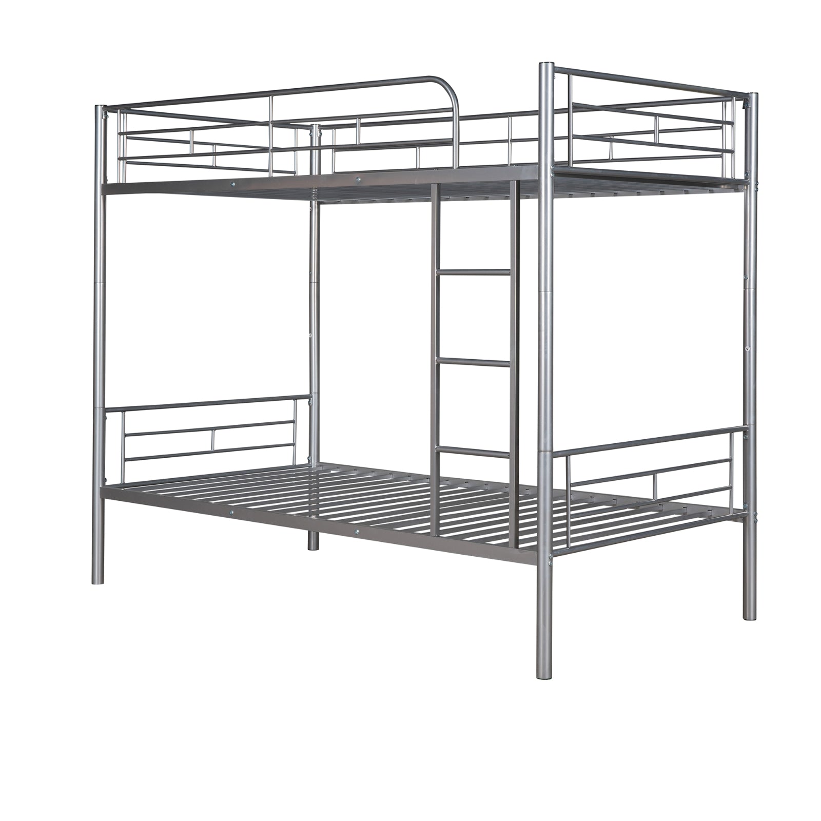 Twin Over Twin Metal Bunk Bed  Silver