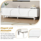ON-TREND Graceful TV Stand With Arch Cabinets For TVs Up To 78'', Minimalist Entertainment Center With Solid Wood Legs, Practical Media Console With Adjustable Shelves For Living Room, White