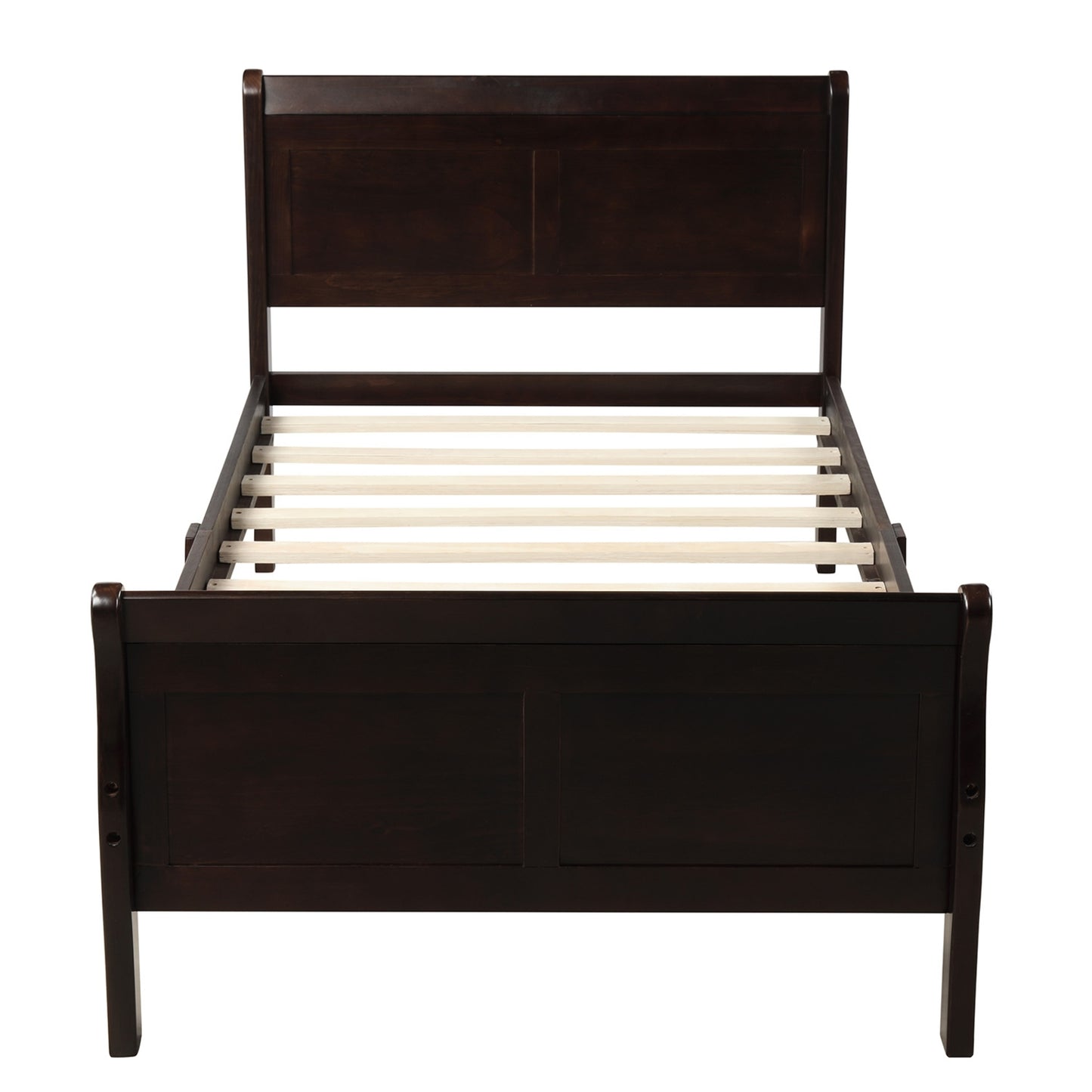 Wood Platform Twin Bed Frame With Headboard, Footboard & Wood Slat Support