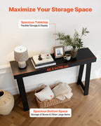 46 In Console Table, Modern Desk Behind The Couch, Wooden Rectangle Entrance Desk, Narrow Long Sofa Table Accent Stand For Hallway, Bedroom, Living Room, Foyer, Easy Assembly, Black