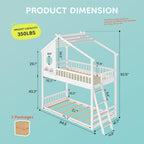 A-B Combination Sale, Please Do Not Buy Separately---Wood Twin Over Twin House Bunk Bed, Loft Bed With Ladder, Safety Guardrail, Wooden Slats & Window