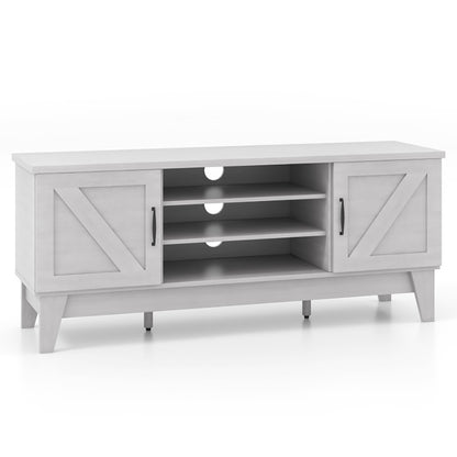 Farmhouse TV Stand For TVs Up To 65 Inches With 2 Barn Door Cabinets