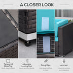 7-Piece Wicker Patio Conversation Set With Cushions & Glass Table, Turquoise