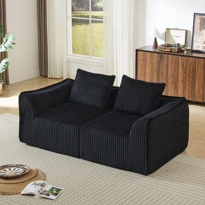Minimalist Corduroy Sofa Featuring Curved Lines