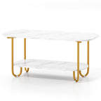 Modern 2-tier Faux Marble Top Coffee Table