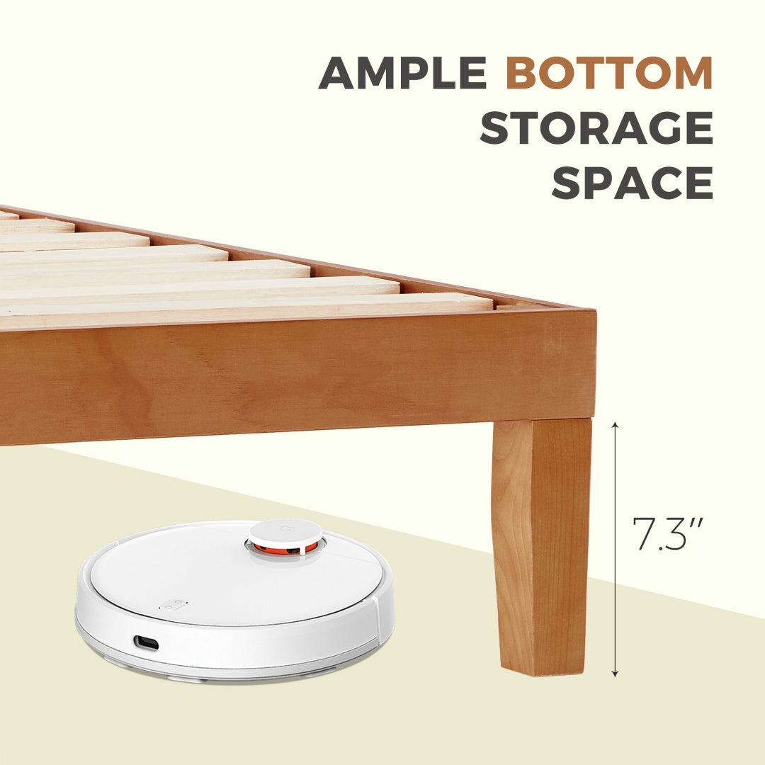 Solid Wood Bed Frame, Supported By Wooden Strips, Noise-free Design, No Need For Spring Box