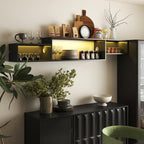 65.35in Wall Mounted Floating TV Stand With 20 Color LEDs And Charging Station