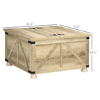 Farmhouse Coffee Table with Storage, Large Square Coffee Table for Living Room Furniture, Wooden Center Table