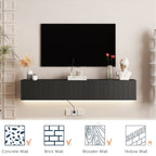 Floating TV Stand Wall Mounted With 16 Color LEDs,69 Modern TV Stand, Floating TV Cabinet Entertainment Center For 55 60 65 Inch TV,Black