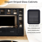 VIBE HAUS 102 W Wall Unit Modern Entertainment Center With Glass Doors For TVs Up To 75, Large Minimalist TV Stand Media Console With Drawers For Living Room