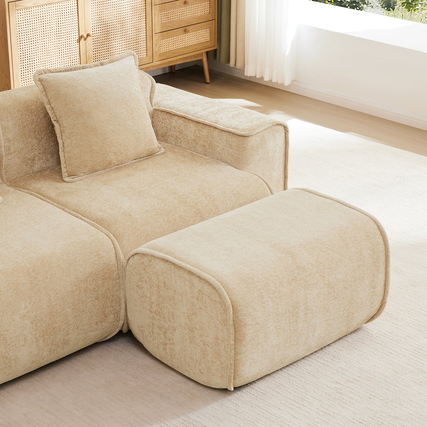 Streamlined Design Modular 2-Seat L Shape Sectional Sofa