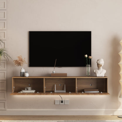 Floating TV Stand Wall Mounted With 16 Color LEDs,69 Modern TV Stand, Floating TV Cabinet Entertainment Center For 55 60 65 Inch