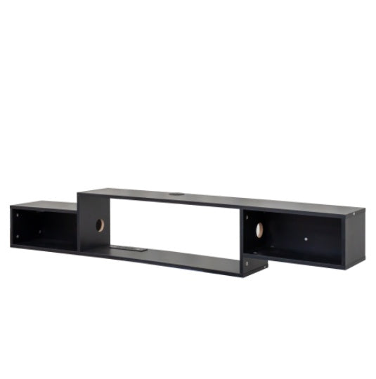 65.35in Wall Mounted Floating TV Stand With 20 Color LEDs And Charging Station