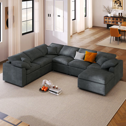 U_Style 120.8" Extra Large 7-Seater Modular Sectional Sofa