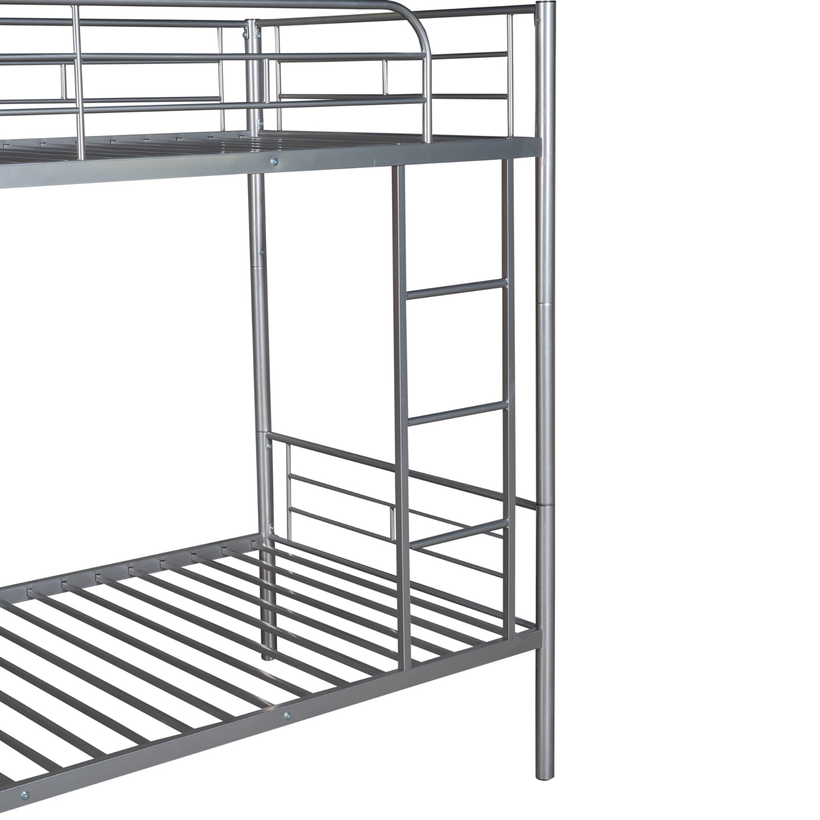 Twin Over Twin Metal Bunk Bed  Silver