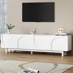ON-TREND Graceful TV Stand With Arch Cabinets For TVs Up To 78'', Minimalist Entertainment Center With Solid Wood Legs, Practical Media Console With Adjustable Shelves For Living Room, White