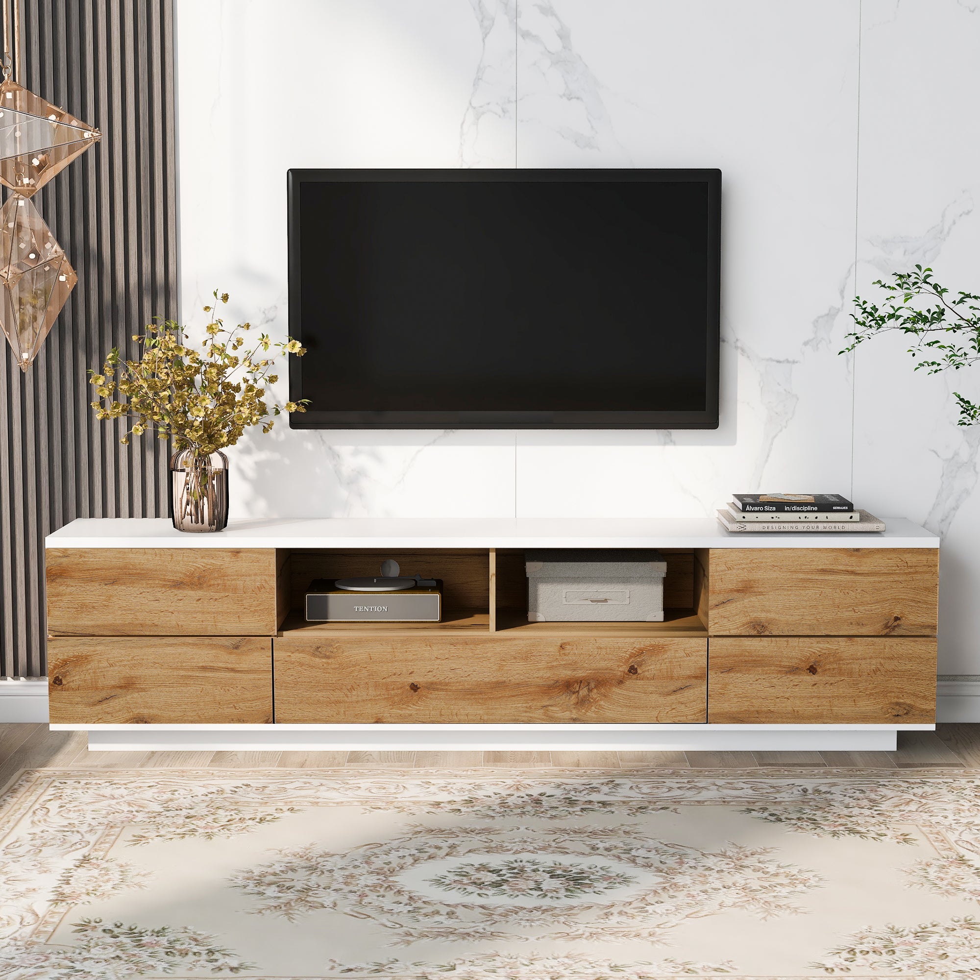 Modern TV Stand For TVs Up To 80'' , Media Console With Multi-Functional Storage, Entertainment Center  With Door Rebound Device, TV Cabinet For Living Room,Bedroom