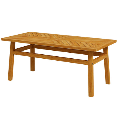 Outdoor Coffee Table, Acacia Wood Rustic Patio Table for Garden, Backyard, Balcony, Deck, Natural Wood