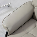 Faux Leather Recliner with Ottoman, Swivel Recliner Chair and Ottoman with High Back and Wood Base, Gray