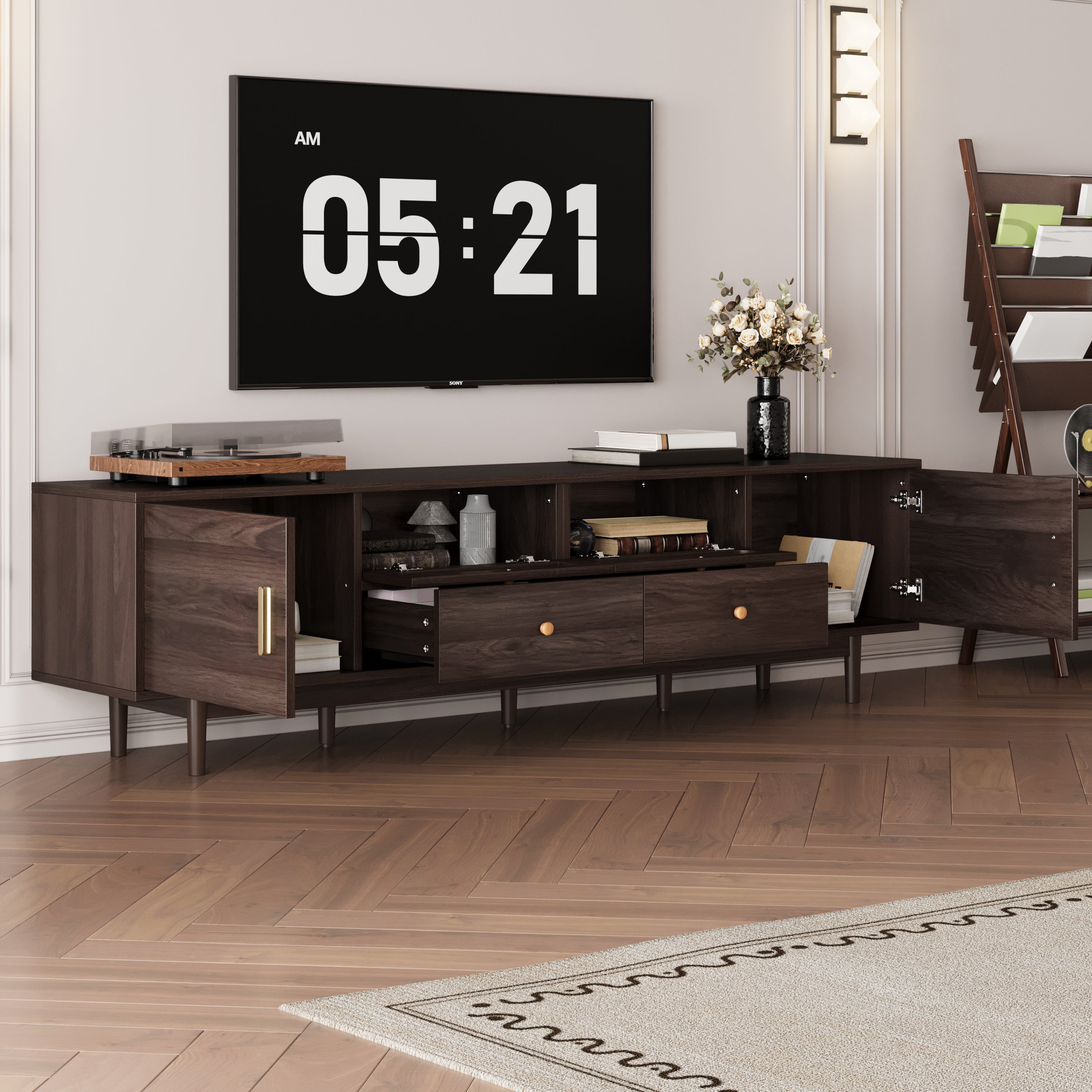 76 TV Stand With Drawers For Living Room Bedroom, Modern Chic Entertainment Center For TVs Up To 85 Inches, Entertainment Center With Storage