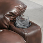 Power Lift Chair for Elderly, Faux Leather Recliner Sofa with Vibration Massage and Heat, Remote, Side Pockets, Brown