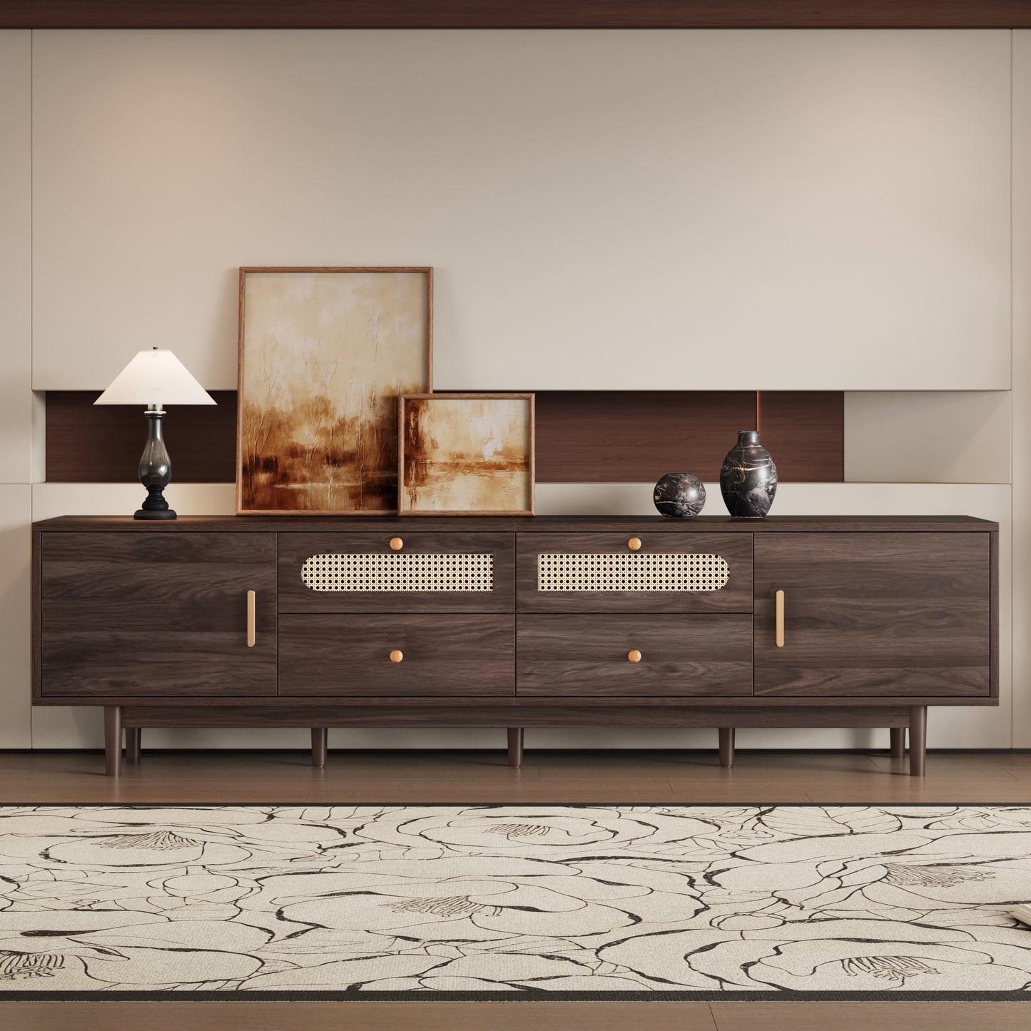 76 TV Stand With Drawers For Living Room Bedroom, Modern Chic Entertainment Center For TVs Up To 85 Inches, Entertainment Center With Storage
