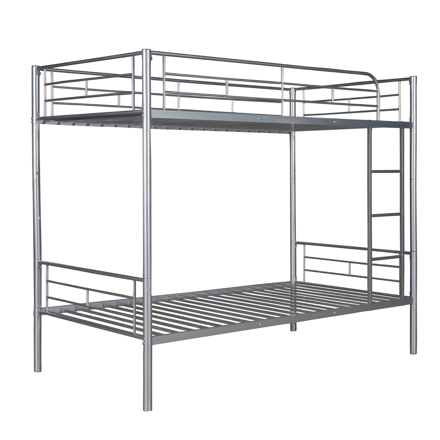 Twin Over Twin Metal Bunk Bed  Silver