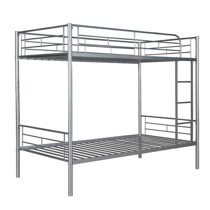 Twin Over Twin Metal Bunk Bed  Silver