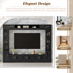 VIBE HAUS 98.4 W Wall Unit Entertainment Center With Bookshelves For TVs Up To 80, Modern TV Stand Media Console With Cabinets, Tempered Glass Doors And Adjustable Shelves For Living Room