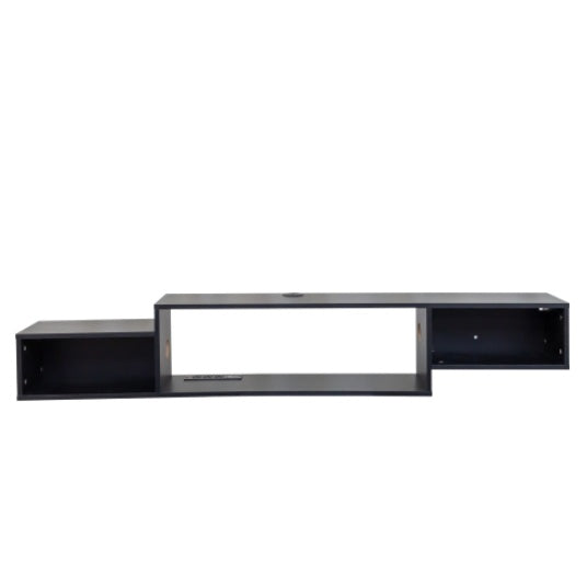 65.35in Wall Mounted Floating TV Stand With 20 Color LEDs And Charging Station