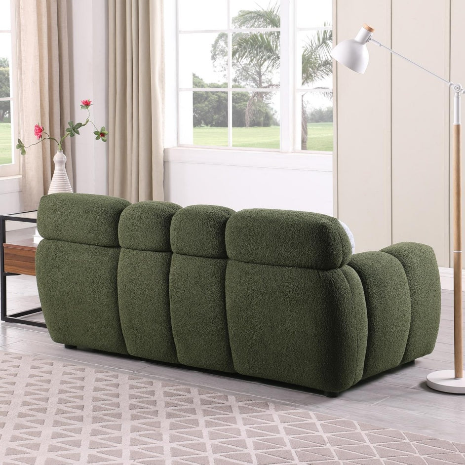 64.96 Length ,35.83inch Deepth ,human Body Structure For USA People, Marshmallow Sofa,boucle Sofa ,2 Seater, Olive Green BOUCLE
