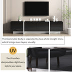 Contemporary White & Black TV Stand, Unique Style Console For TVs