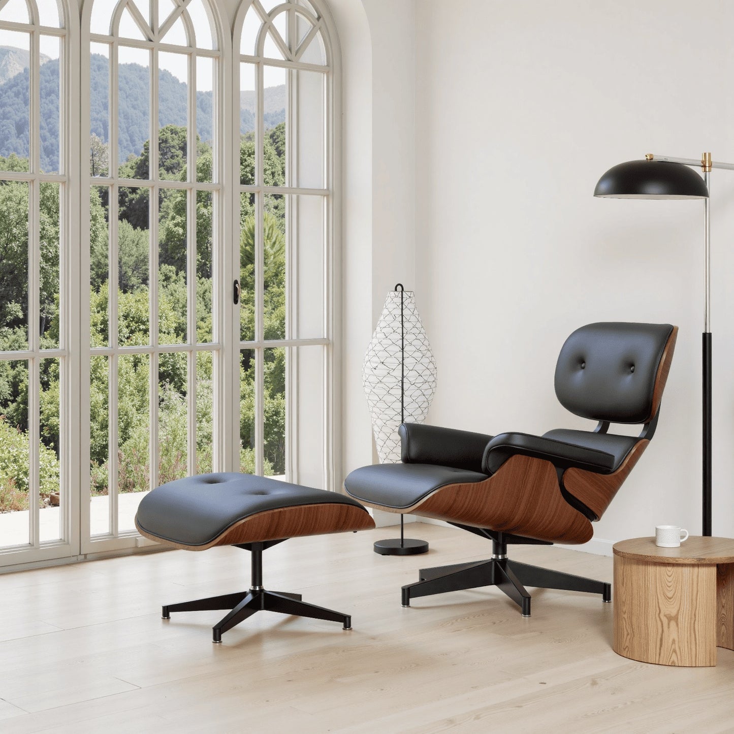 Recliner Chair With Ottoman, Lounge Chair With Wide Armrest, Mid Century Accent Chair With Heavy Duty Base Support