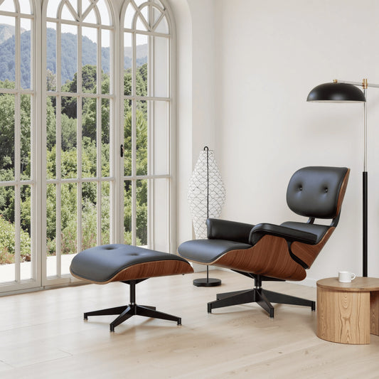 Recliner Chair With Ottoman, Lounge Chair With Wide Armrest, Mid Century Accent Chair With Heavy Duty Base Support