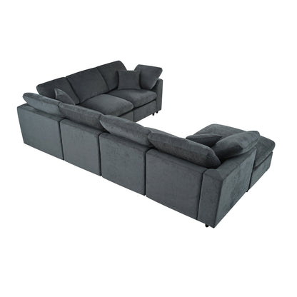 U_Style 120.8" Extra Large 7-Seater Modular Sectional Sofa