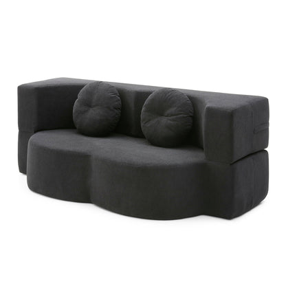 2-in-1 Folding Sofa Bed with Pillow, Twin Sleeper Sofa