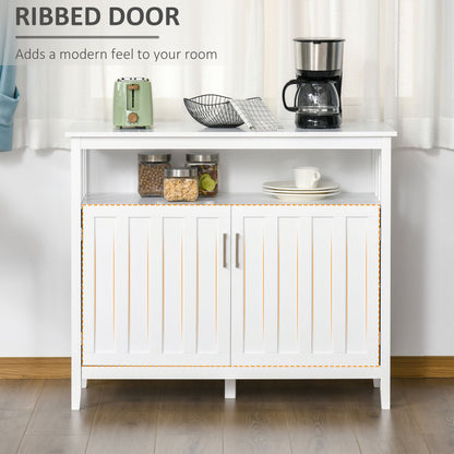 Sideboard Buffet Cabinet, Coffee Bar Cabinet with 2 Doors and Adjustable Shelves, Console Table for Kitchen Entryway Living Room, White