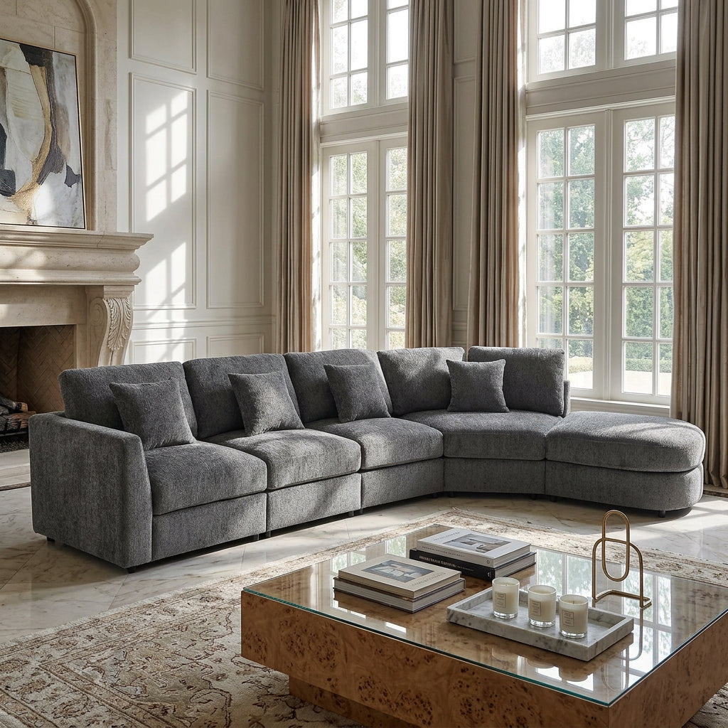 U_Style Modern 5-Seater Curved Modular Sectional Sofa