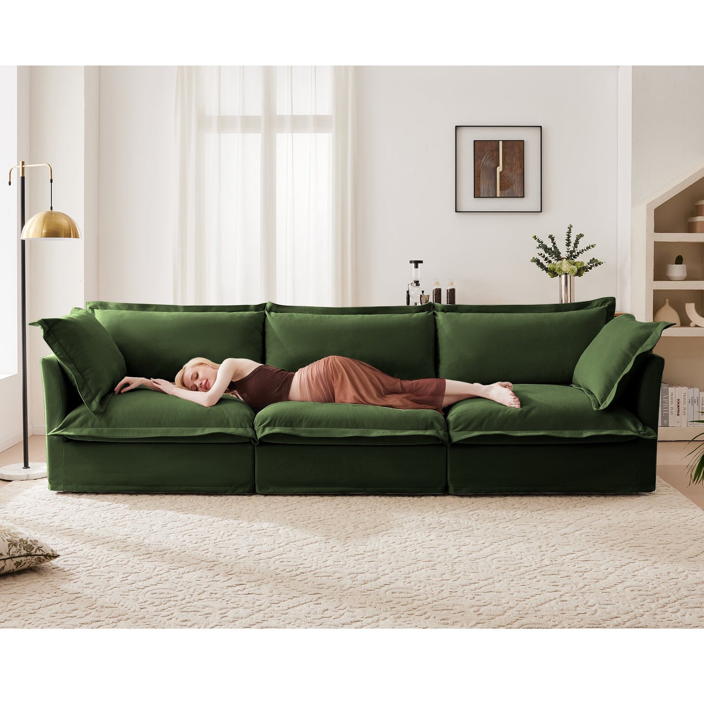 Modern 3 Seater Slipcovered Sofa