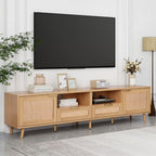 Rattan TV Stand For TVs Up To 85'', Modern Farmhouse Media Console Center