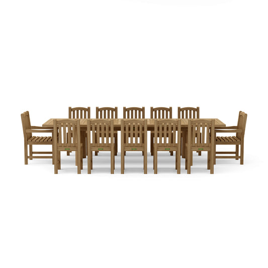 13-PC CHELSEA RECTANGULAR DOUBLE EXTENSION DINING TABLE SET